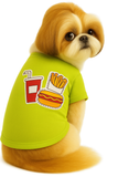 KUTKUT Small Dog & Cat T Shirt | Breathable Burger Coke Printed Half Sleeves Tee Shirt for Small Dogs Chihuahua, Yorkie Shih Tzu (Green, Size: L, Chest Girth 46 cm, Back Length 36 cm)