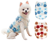 KUTKUT 2Pcs Dog Sleeveless Sweater with D-Ring for Small Puppy & Cats, Winter Puppy Floral Clothes, Sweater Shirt Plush Warm Doggie Outfit for Maltese, Toypom etc .