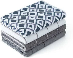 EZYHOME Pack of 4 High Absorbent Microfiber Absorbent Geometry Set and Lint Free Washable & Reusable Multi-Purpose Kitchen Towels (Size:65 x45cm, 350gsm) - kutkutstyle
