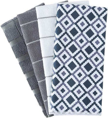 EZYHOME Pack of 4 High Absorbent Microfiber Absorbent Geometry Set and Lint Free Washable & Reusable Multi-Purpose Kitchen Towels (Size:65 x45cm, 350gsm) - kutkutstyle