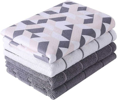 EZYHOME Set of 4 Microfiber Large Dish Towels - Soft, Super Absorbent Rhombus Pattern Multi-Purpose Washable & Reusable Kitchen Towels for Home (Size: 65 x 45cm, 350gsm) - kutkutstyle