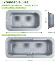 EZYHOME Collapsible Sink Colanders & Strainers Basket Over The Sink Colander Collapsible Colander Extendable Plastic Fruit Vegetable Strainer Drainer Basket for Kitchen(7.9 W x 13.5-18.8 L x 