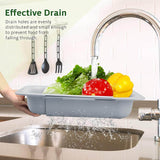 EZYHOME Collapsible Sink Colanders & Strainers Basket Over The Sink Colander Collapsible Colander Extendable Plastic Fruit Vegetable Strainer Drainer Basket for Kitchen(7.9 W x 13.5-18.8 L x 