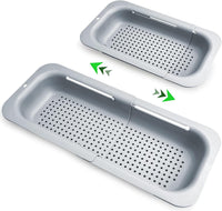 EZYHOME Collapsible Sink Colanders & Strainers Basket Over The Sink Colander Collapsible Colander Extendable Plastic Fruit Vegetable Strainer Drainer Basket for Kitchen(7.9 W x 13.5-18.8 L x 
