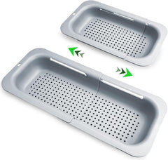 EZYHOME Collapsible Sink Colanders & Strainers Basket Over The Sink Colander Collapsible Colander Extendable Plastic Fruit Vegetable Strainer Drainer Basket for Kitchen(7.9 W x 13.5-18.8 L x 