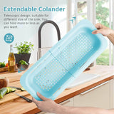 EZYHOME Extendable Colander Strainer Over The Sink, Retractable Kitchen Sink Basket to Wash Vegetables and Fruits, Food Strainers to Drain Pasta and Dry Dishes, Collapsible Colanders for Sink