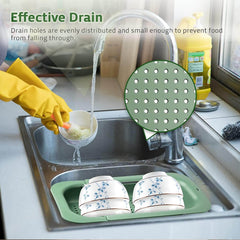 EZYHOME Extendable Colander Strainer Over The Sink, Retractable Kitchen Sink Basket to Wash Vegetables and Fruits, Food Strainers to Drain Pasta and Dry Dishes, Collapsible Plastic Colanders 