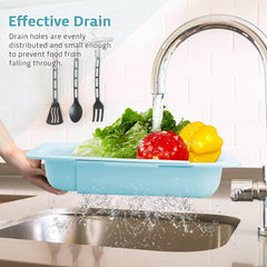 EZYHOME Extendable Colander Strainer Over The Sink, Retractable Kitchen Sink Basket to Wash Vegetables and Fruits, Food Strainers to Drain Pasta and Dry Dishes, Collapsible Colanders for Sink