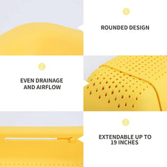 EZYHOME Kitchen Strainer Basket Over The Sink Strain, Drain, Wash Veggie, Fruit, and Pasta, Colander with Extendable Grip Handles, Essential Draining Rack (7.9 W x 13.5-18.8 L x 2.75 H) - kut