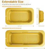 EZYHOME Kitchen Strainer Basket Over The Sink Strain, Drain, Wash Veggie, Fruit, and Pasta, Colander with Extendable Grip Handles, Essential Draining Rack (7.9 W x 13.5-18.8 L x 2.75 H) - kut