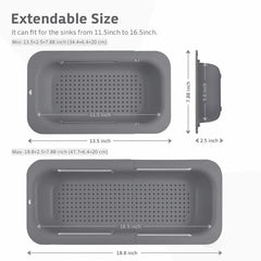 EZYHOME Over The Sink Colander Strainer Basket - Wash Vegetables and Fruits, Drain Cooked Pasta and Dry Dishes - Extendable - New Home Kitchen Essentials (7.9 W x 13.5-18.8 L x 2.75 H) - kutk