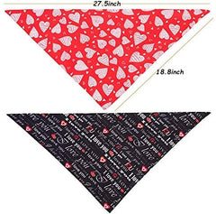 KUTKUT Valentine's Day Dog Bandana Reversible Triangle Bibs Scarf Accessories for Small Medium Large Dogs Cats Pets (Size: 70 x 48 x 48 cm) - kutkutstyle