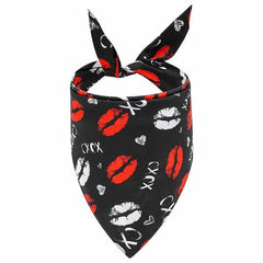 KUTKUT Valentines Day Dog Bandana | Reversible Dog Triangle Scarf | Dog Wedding Bandana Lips Print Pet Kerchief Accessories for Large Medium Small Dogs Cats Pets (Size: 70 x 48 x 48 cm) - kut