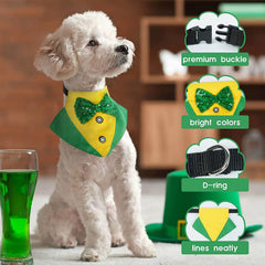 KUTKUT Dog Tuxedo,Pet Yellow Collar Puppy Costume Adjustable Dog Bandana Scarf Doggie Bibs, Irish Lucky Dress-Up Dog Bow Tie with D-Ring for Small Dogs - kutkutstyle