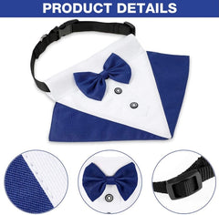 KUTKUT Formal Dog Tuxedo Bandana | Dog Wedding Bandana, Adjustable Dog Bowtie Collar Bandana, Adjustable Neckerchief for Small Dog and Cat. - kutkutstyle
