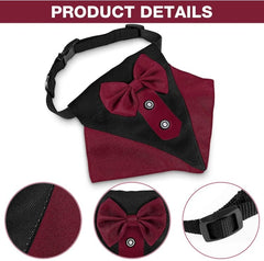 KUTKUT Formal Dog Tuxedo Bandana | Dog Wedding Bandana, Adjustable Dog Bowtie Collar Bandana, Adjustable Neckerchief for Small Dogs & Cats. - kutkutstyle