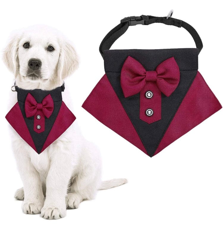 KUTKUT Formal Dog Tuxedo Bandana | Dog Wedding Bandana, Adjustable Dog Bowtie Collar Bandana, Adjustable Neckerchief for Small Dogs & Cats. - kutkutstyle