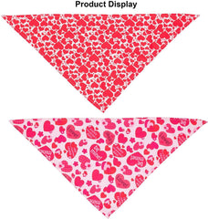 KUTKUT 4 Pack Heart Pattern Dog Bandana Triangle Dog Scarf Red Pink Heart Design Valentine Pet Bandana for Small Dogs Cats (Size: 40 * 30 * 30cm) - kutkutstyle
