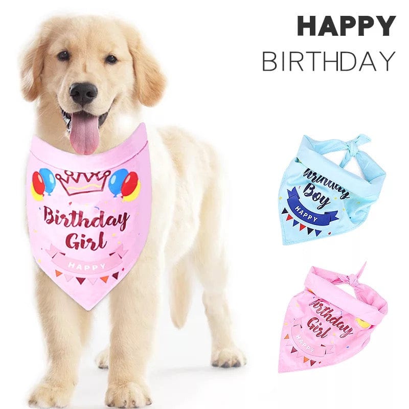 KUTKUT Happy Birthday Dog Bandana Girl, Pet Triangle Scarf Double Layer Bandanas Dog Accessories for Cute Doggy Birthday Party Suitable for Small, Medium & Large Dogs (Pink) - kutkutstyle