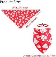 KUTKUT Valentine's Day Dog Bandana Reversible Triangle Bibs Scarf Accessories for Small Medium Large Dogs Cats Pets (Size: 70 x 48 x 48 cm) - kutkutstyle