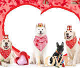 KUTKUT Valentines Day Dog Bandana | Reversible Dog Triangle Scarf | Dog Wedding Bandana Heart Love Print Pet Kerchief Accessories for Large Medium Small Dogs Cats Pets (Size: 70 x 48 x 48 cm)