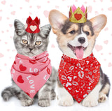 KUTKUT Valentines Day Dog Bandana | Reversible Dog Triangle Scarf | Dog Wedding Bandana Heart Love Print Pet Kerchief Accessories for Large Medium Small Dogs Cats Pets (Size: 70 x 48 x 48 cm)-Bandana-kutkutstyle