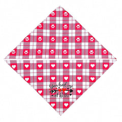 KUTKUT Valentines Day Dog Bandana | Reversible Dog Triangle Scarf | Dog Wedding Bandana Heart Print Pet Kerchief Accessories for Large Medium Small Dogs Cats Pets (Size: 70 x 48 x 48 cm) - ku