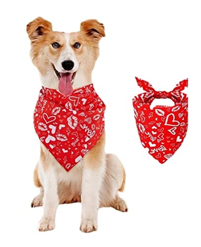 KUTKUT Valentines Day Dog Bandana | Reversible Dog Triangle Scarf | Dog Wedding Bandana Hearts Print Pet Kerchief Accessories for Large Medium Small Dogs Cats Pets (Size: 70 x 48 x 48 cm) - k