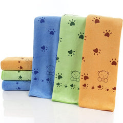 KUTKUT Pack of 3Pcs Microfiber Face Paws Towel for Puppies Kittens Dog & Cats, Super Absorbent Quick-Drying Soft Lint Free ute Paw Pattern Small Bath Towel for Pets (50 * 25cm)-Bath Towel-kutkutstyle