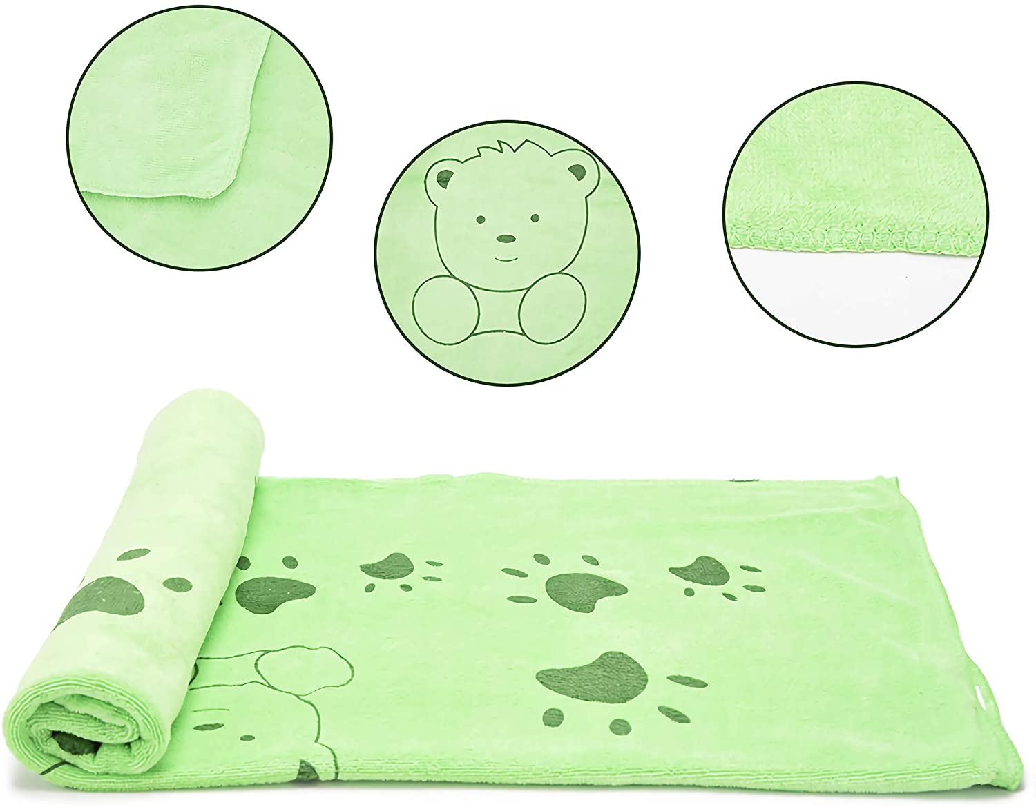 KUTKUT Pack of 3Pcs Microfiber Face Paws Towel for Puppies Kittens Dog & Cats, Super Absorbent Quick-Drying Soft Lint Free ute Paw Pattern Small Bath Towel for Pets (50 * 25cm)-Bath Towel-kutkutstyle