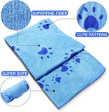KUTKUT Pack of 3Pcs Microfiber Face Paws Towel for Puppies Kittens Dog & Cats, Super Absorbent Quick-Drying Soft Lint Free ute Paw Pattern Small Bath Towel for Pets (50 * 25cm)-Bath Towel-kutkutstyle