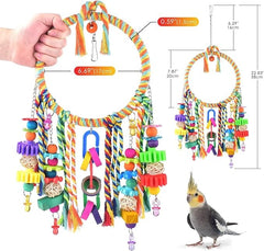 KUTKUT Bird Toys, Bird Swing Toy Bird Perch with Colorful Chewing Toys, Suitable for Lovebirds, Finches, Parakeets, Budgerigars, Conure ect Small Birds - kutkutstyle