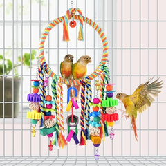 KUTKUT Bird Toys, Bird Swing Toy Bird Perch with Colorful Chewing Toys, Suitable for Lovebirds, Finches, Parakeets, Budgerigars, Conure ect Small Birds - kutkutstyle
