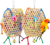KUTKUT Pack of 2pcs Bird Parrot Toys, Bird Hanging Foraging Shredder Toys for Small Medium Small Bird Conure Cockatiel Parrotlet Lovebird Budgie-Bird Nest House-kutkutstyle