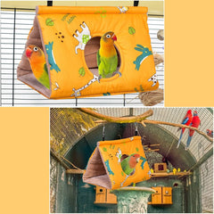 KUTKUT Winter Warm Bird Nest House - Hanging Cave Tent Parrot Hammock Velvet Shed Hut Cage Plush Fluffy Birds Hideaway Sleeping Bed Fuzzy for Parrot Parakeet Cockatiels Lovebird - kutkutstyle