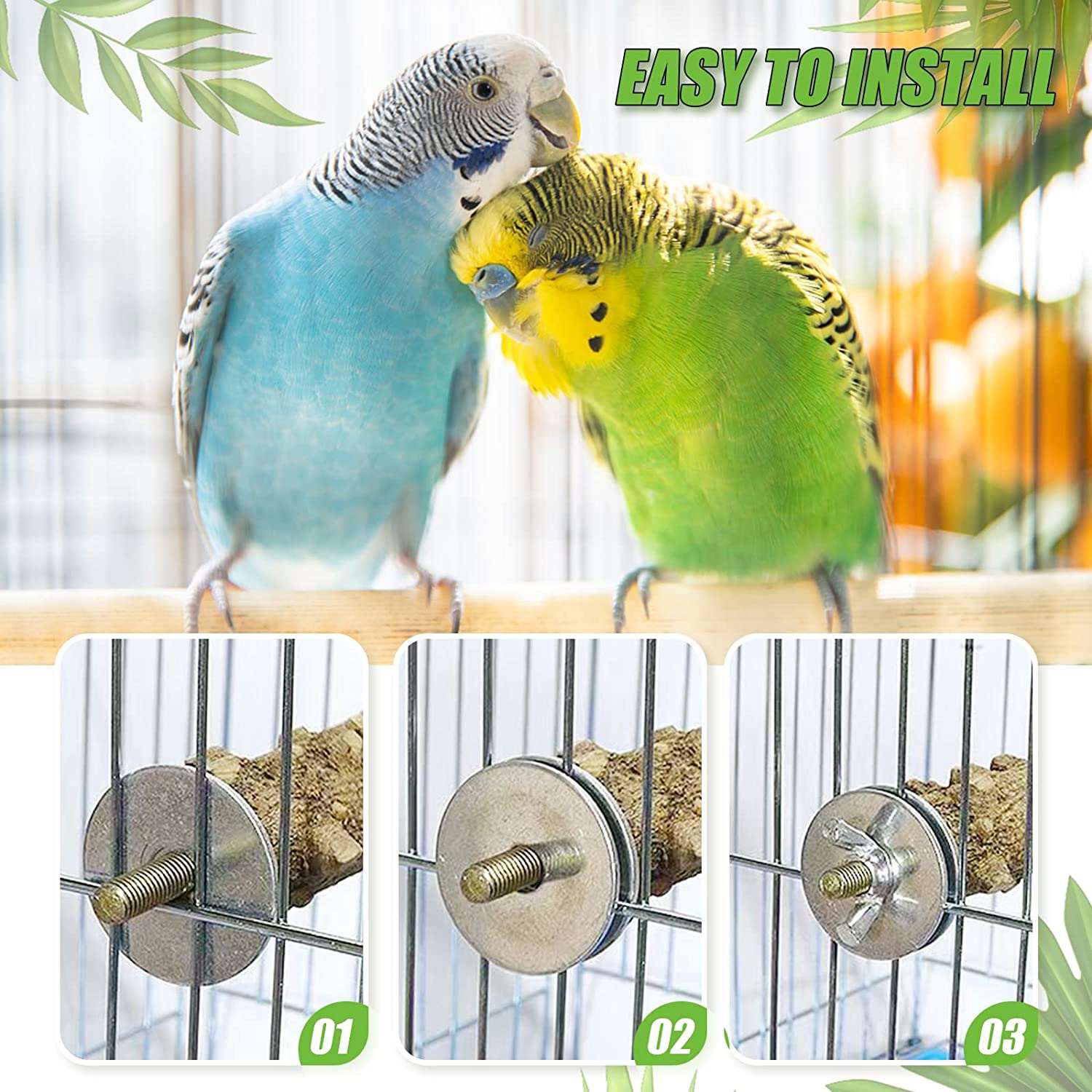 KUTKUT Bird Perch 4 PCS Natural Wood Stand Parakeet Toys Bird Cage Accessories for Parrots Conure Love Birds Supplies Budgie Platform - kutkutstyle