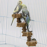 KUTKUT Bird Platform Perch Playground for Budgie Parakeet, Cage Natural Wood Play Stand Parrot Flat Perches for Large Birds, Birdcage Ladder Climbing Toy 4 Step - kutkutstyle