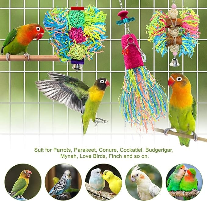 Cockatiel Toys 3Pcs Bird Shreddable Parrot Foraging Toy Natural For Cockatoo African For Grey Macaw Bird Toy
