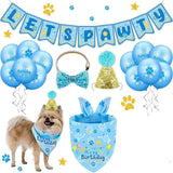 KUTKUT 36 Pcs Dog Birthday Bandana, Lets Pawty Birthday Banner, Blue Dog Birthday BowtieCollar, Pet Birthday Hat & Latex Blue Balloons Pet Birthday Outfit Dog Birthday Party Supplies-Birthday Combos-kutkutstyle