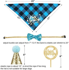KUTKUT Dog Birthday Bandana Girl Boy - Birthday Party Supplies - Puppy Birthday Hat Scarf Happy Birthday Banner Dog Boy Girl Birthday Outfit for Pet Puppy Cat - kutkutstyle