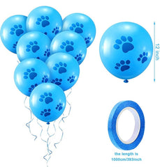 KUTKUT Dog Birthday Bandana Set | Dog Birthday Hat Dog Birthday Bandana Scarf | Shining Dog Bow Tie Collar | Dog Print Happy Birthday Banner and 10 Piece 12 Inch Paw Print Balloon with Tape f