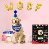 KUTKUT Dog Birthday Party Decorations, Dog Birthday Bandana, Dog Party Hat, Dog Cake Topper, Birthday Banner, Foil Curtain, Tablecloth, Dog Balloons, Dog Card for Dog Party Decorations - kutk