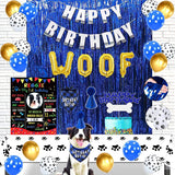 KUTKUT Dog Birthday Party Decorations, Dog Birthday Bandana, Dog Party Hat, Dog Cake Topper, Birthday Banner, Foil Curtain, Tablecloth, Dog Balloons, Dog Card for Dog Party Decorations - kutk