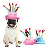 KUTKUT Birthday Party Hats for Pets | Adorable Plush Cartoon Happy Birthday Cake with 5 Colors Candles Shape Adjustable Hat Strip for Dogs Cats Birthday Party Pet Birthday Celebrations - kutk