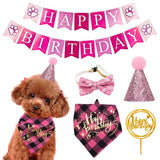 KUTKUT Dog Birthday Bandana Girl Boy - Birthday Party Supplies - Puppy Birthday Hat Scarf Happy Birthday Banner Dog Boy Girl First Birthday Outfit for Pet Puppy Cat - kutkutstyle