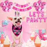 KUTKUT Dog Birthday Bandana Girl with Dog Birthday Number Hat Bowtie Tutu Skirt Cake Toy Lets Pawty Paw Balloons Dog Happy Birthday Banner for Dog Puppy Birthday Party Supplies - kutkutstyle