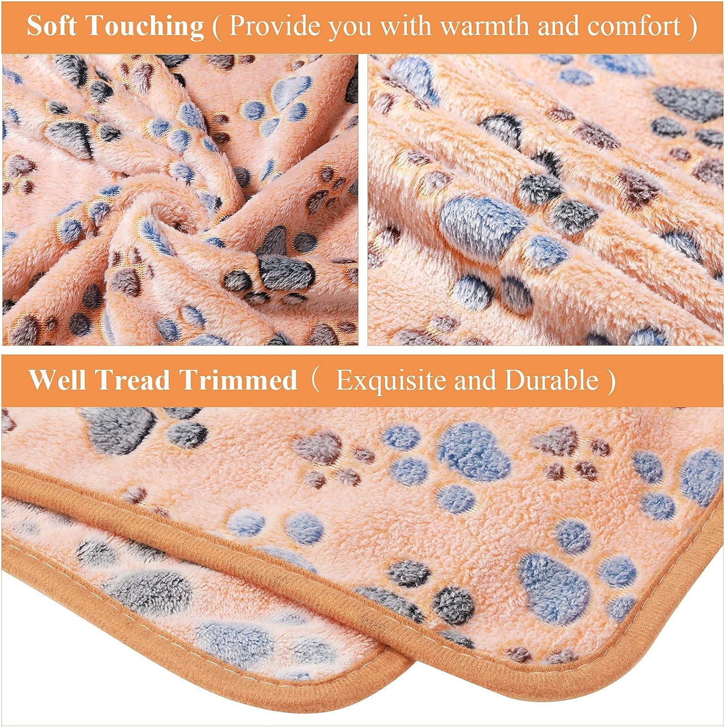 KUTKUT Premium Dog Blanket, 350 GSM Super Fuzzy Microplush Fleece Cute Paw Pattern Pet Blankets for Puppy, Kitten Small Medium Large Dogs and Cats, Cage Liners Blanket-Blanket-kutkutstyle