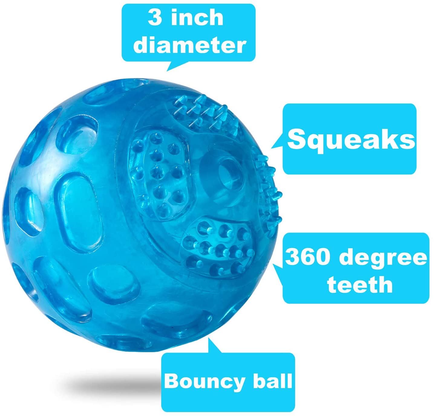 KUTKUT Dura Squeak Dog Ball, Interactive Dog Toy That Float & Squeak, Squeaky Dog Ball for Playing, Fetching & Retrieving - Great Alternative to Traditional Dog Tennis Balls (Blue) - kutkutst