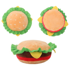 KUTKUT Squeaky Dog Toys, Non-Toxic and Safe Chew Toys for Puppy with Funny Food Shape, Durable Interactive Plush Dog Toy Hemburger Plush Dog Toy for Small Medium Dogs - kutkutstyle