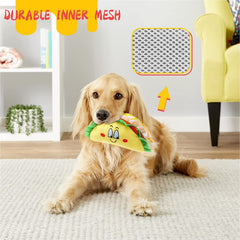 KUTKUT Squeaky Dog Toys, Non-Toxic and Safe Chew Toys for Puppy with Funny Food Shape, Durable Interactive Plush Dog Toy Taco Plush Dog Toy for Small Medium Dogs - kutkutstyle